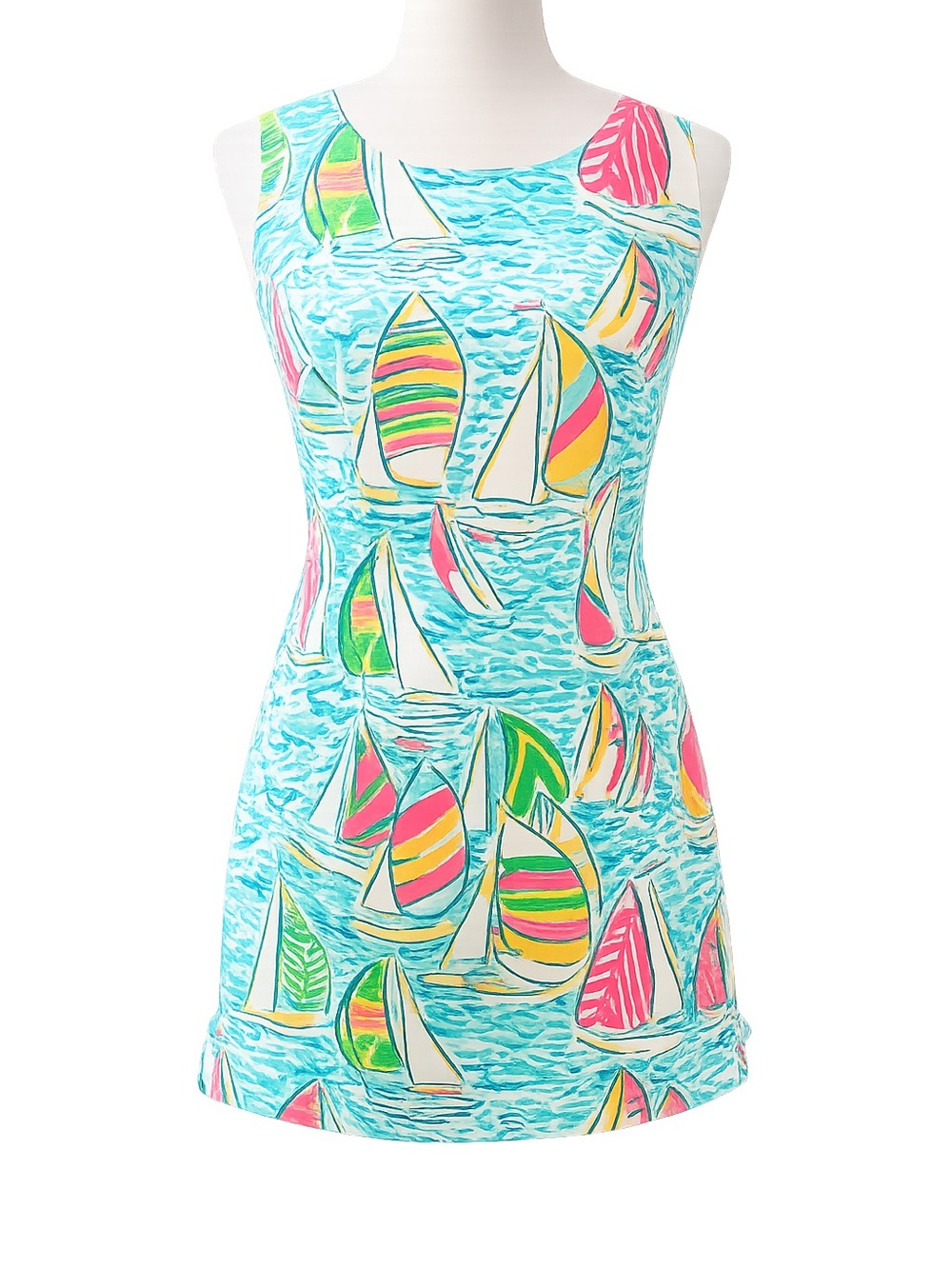 Lilly Pulitzer Sailboat Print Shift Dress Size 0 Nautical Resort Cotton Dress - Picture 2 of 9